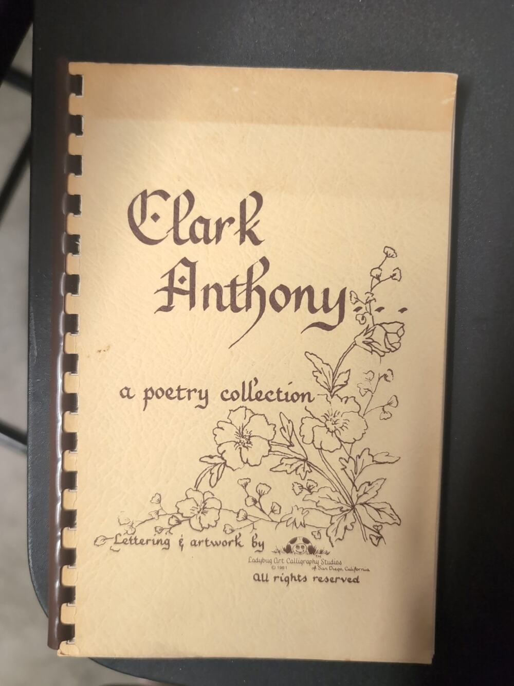 Vintage 1981 Book A Poetry Collection Clark Anthony Auto SD CBS 8 Weather KFMB